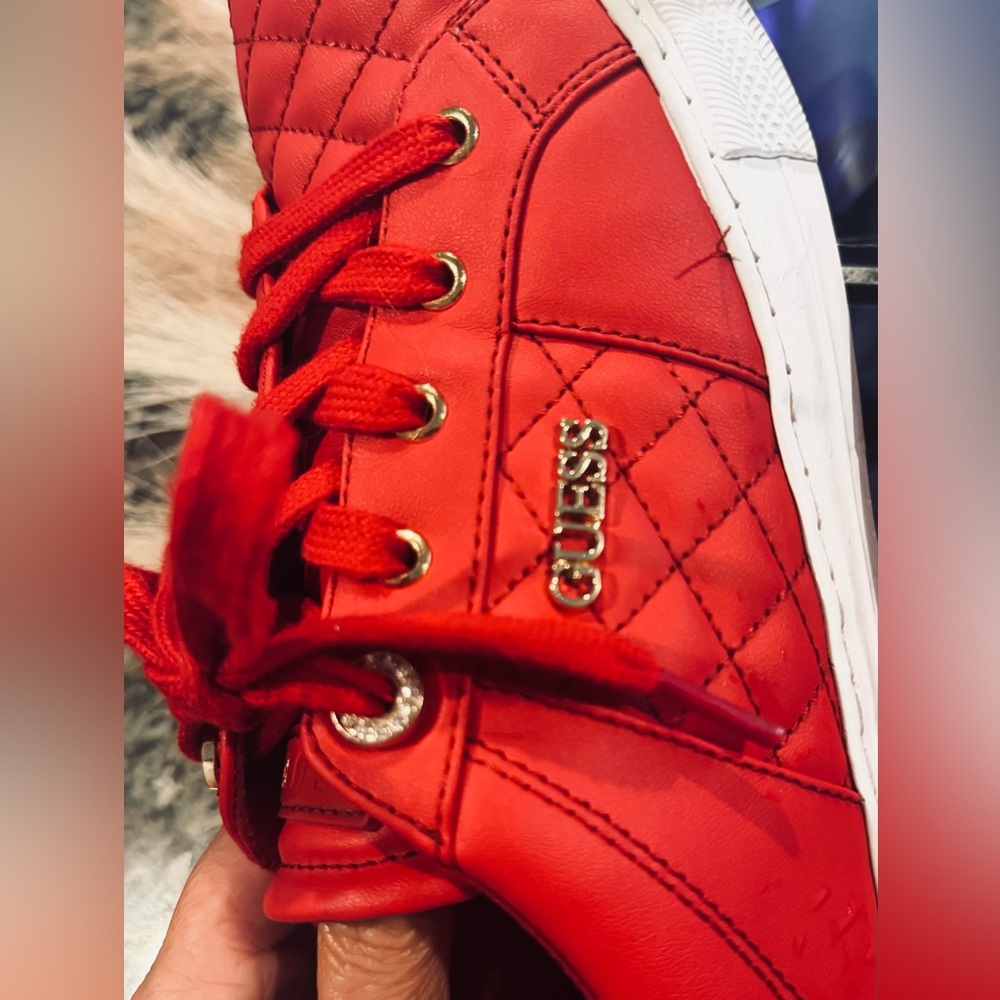 GUESS Women’s Loven Red Sneakers - Picture 6 of 7